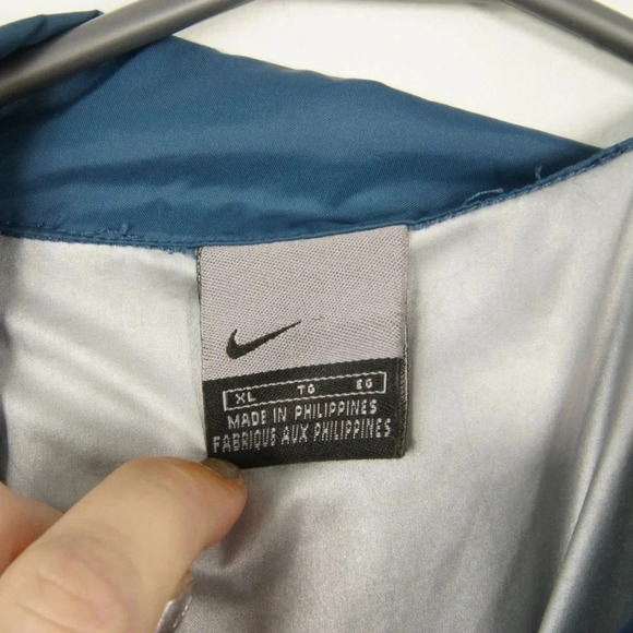 Vintage Y2K 2000s Nike Swoosh Blue Silver Grey Windbreaker Jacket - Picture 4 of 6